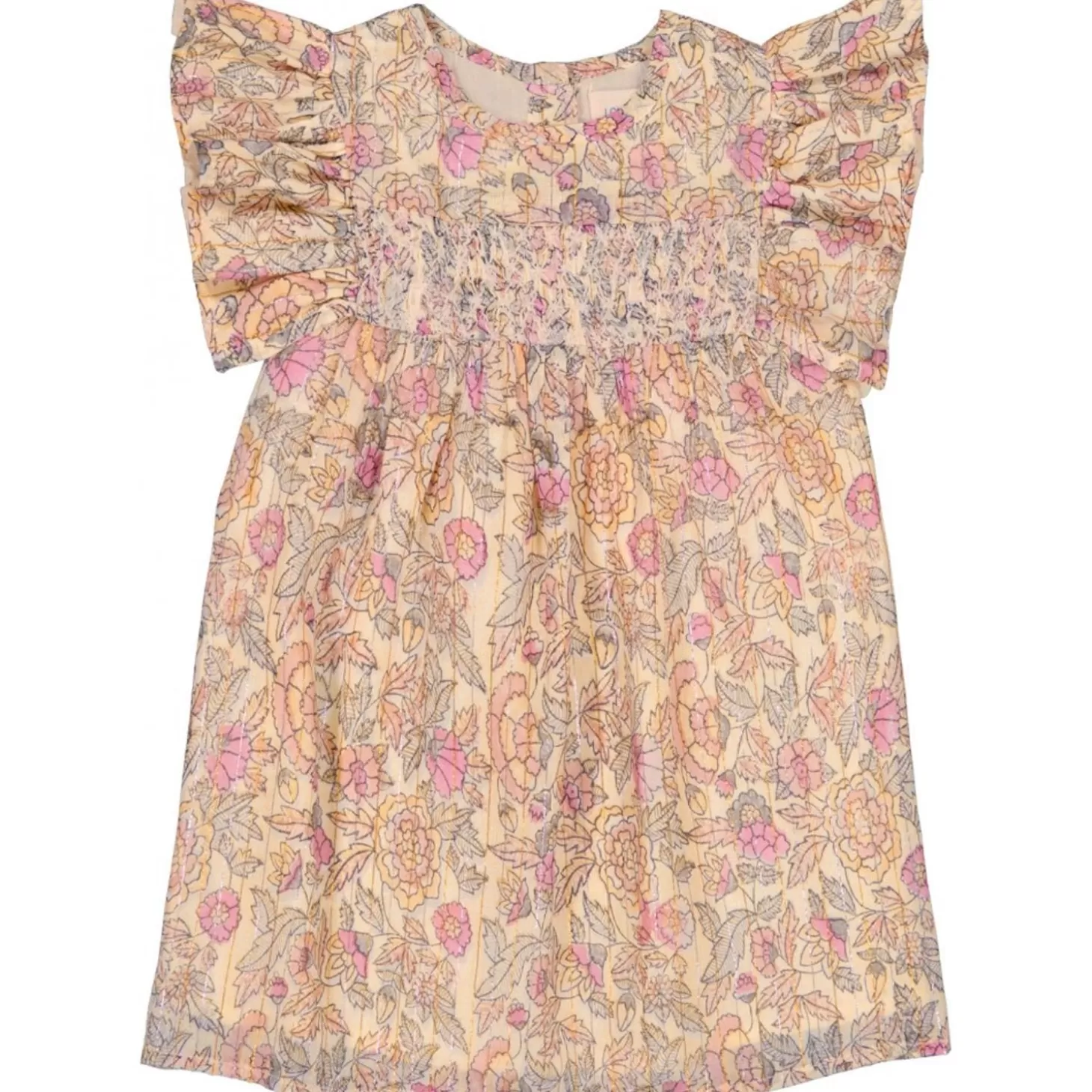 Jurken, Overalls | LOUIS LOUISE Jurk Mickaela Streep Lurex Indian Flower